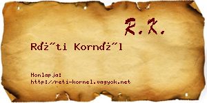 Réti Kornél névjegykártya